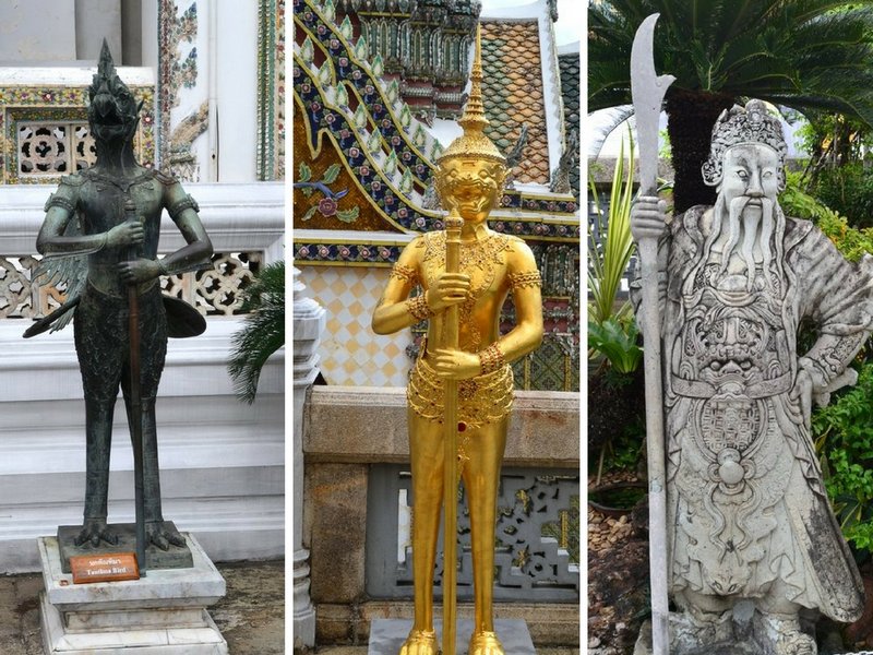 Verschiedene Wächterfiguren im Grand Palace Bangkok